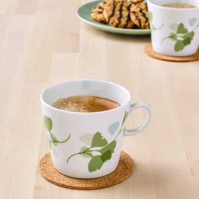 IKEA STILENLIG Mug, leaf patterned white/green, pack of 2 | IKEA Mugs & cups | IKEA Coffee & tea | Eachdaykart
