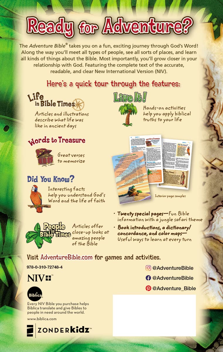 Adventure Bible: New International Version, Paperback – Illustrated by Zonderkidz