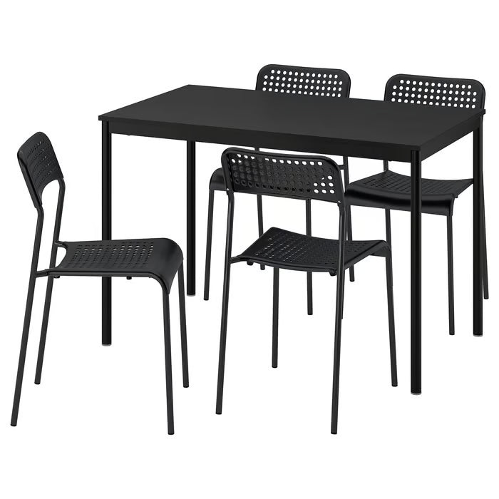IKEA SANDSBERG Table and 4 chairs, black black/black, 110x67 cm (43 1/4x26 3/8 ")