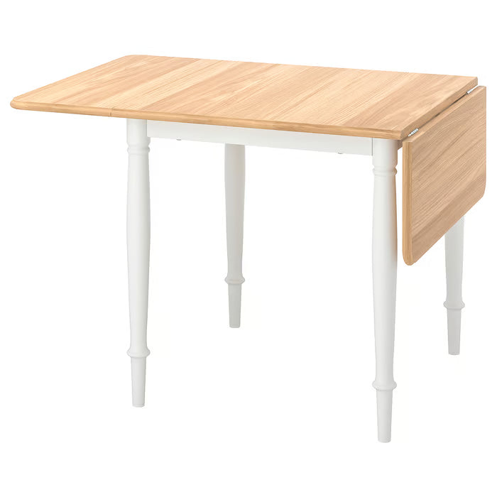 IKEA DANDERYD Drop-leaf table, oak veneer/white, 74/134x80 cm (29 1/8/52 3/4x31 1/2 ")