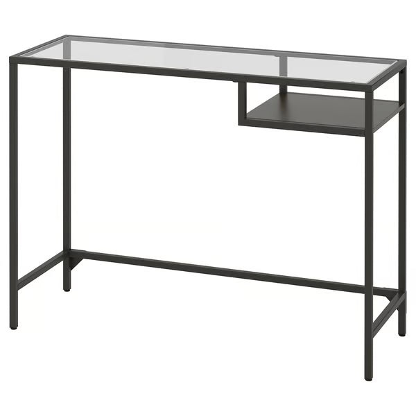 IKEA VITTSJÖ Laptop table, black-brown/glass, 100x36 cm (39 3/8x14 1/8 ")