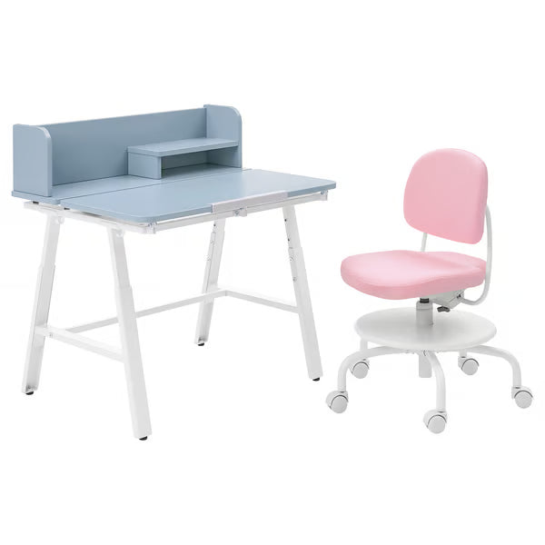 IKEA PIPLARKA / VIMUND Children's desk and chair, blue/light pink