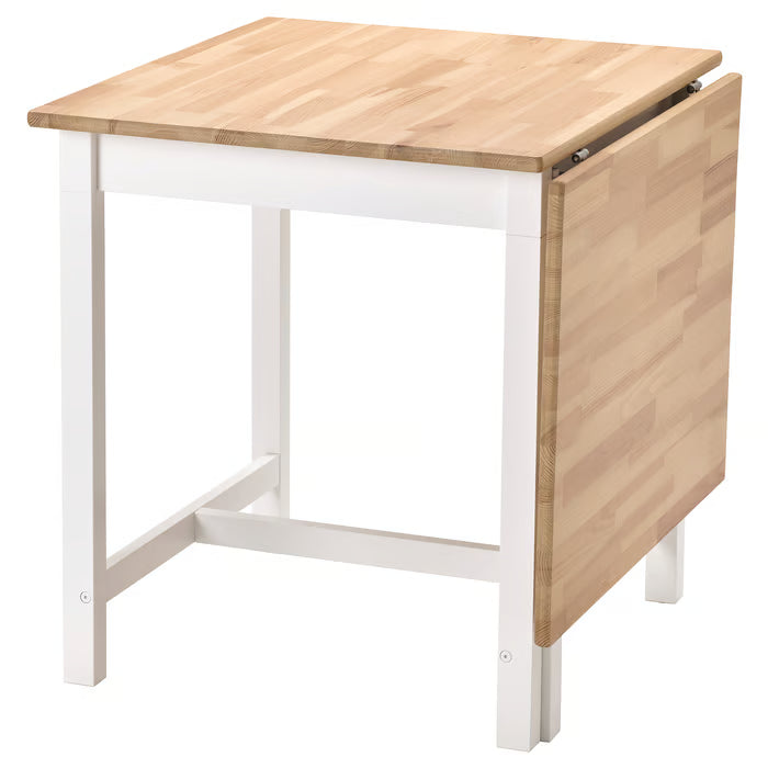 IKEA PINNTORP Gateleg table, light brown stained/white stained, 67/124x75 cm (26 3/8/48 7/8x29 1/2 ")