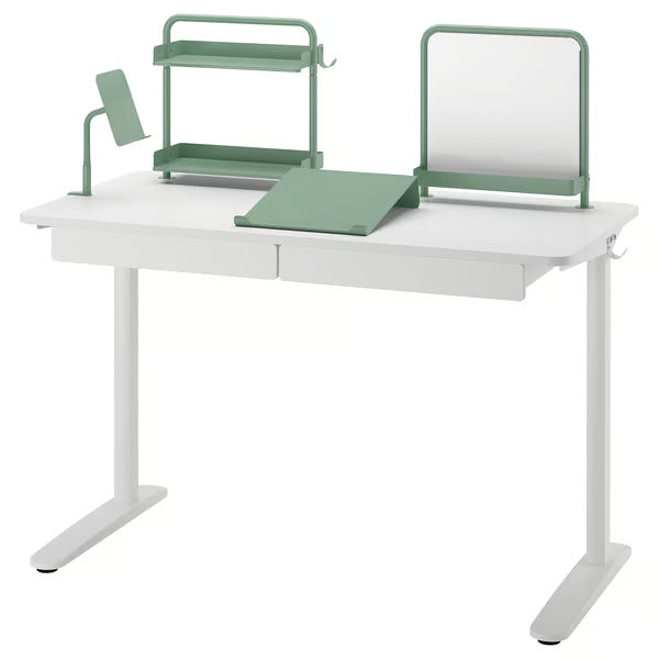 IKEA RELATERA Desk combination, white/light grey-green, 117x60 cm (46 1/8x23 5/8 ")