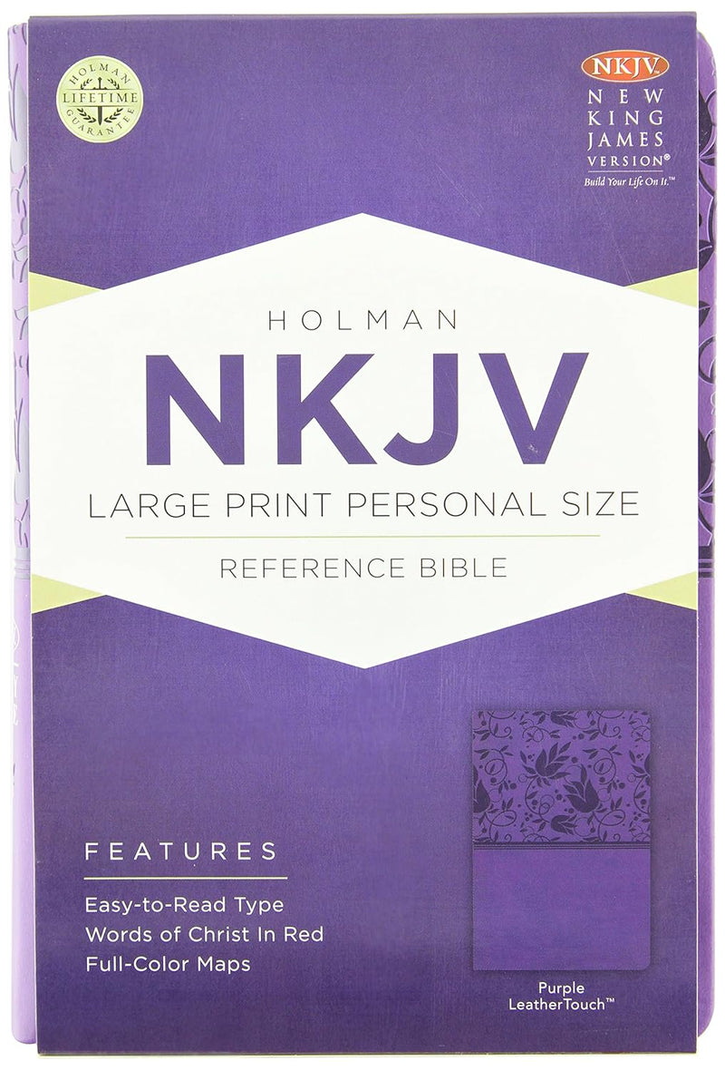 NKJV Large Print Personal Size Reference Bible, Purple Leather Touch by Holman Bible Staff
