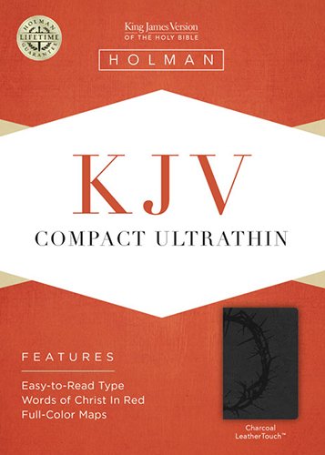 KJV Compact Ultrathin Bible, Charcoal Leather Touch by Holman Bible Staff