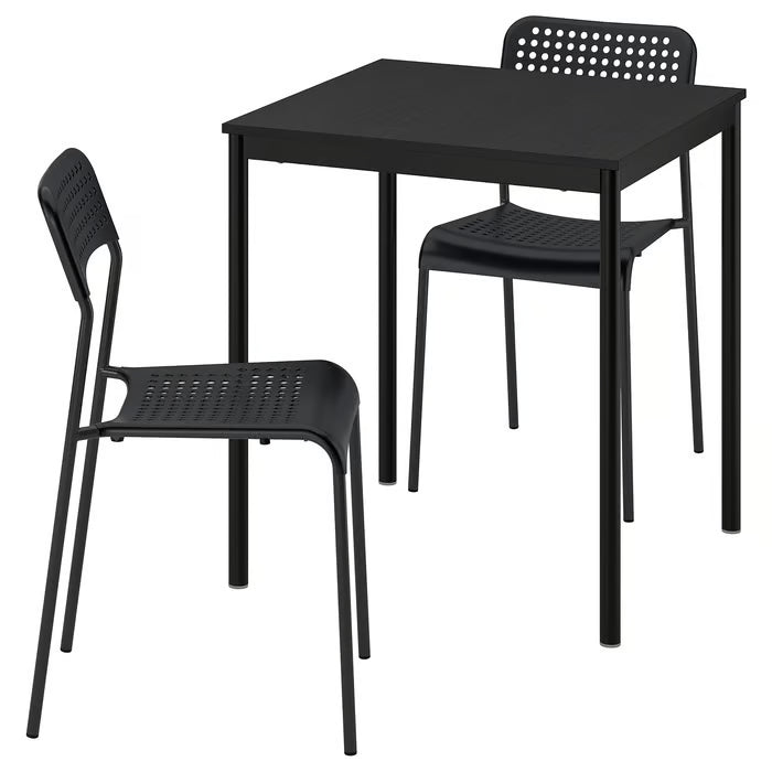 IKEA SANDSBERG Table and 2 chairs, black black/black, 67x67 cm (26 3/8x26 3/8 ")