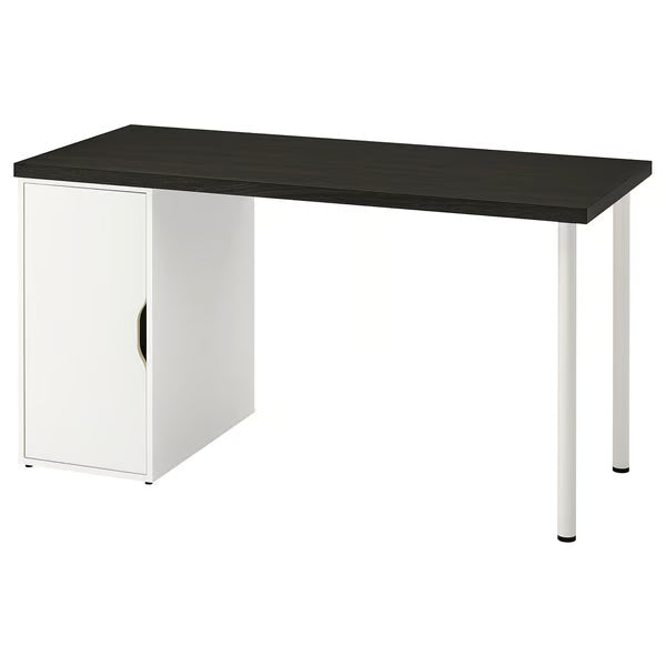 IKEA LAGKAPTEN / ALEX Desk, black-brown/white, 140x60 cm (55 1/8x23 5/8 ")