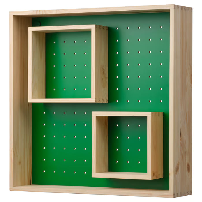 IKEA SKOGSMOSAIK Display shelf, pine/green, 45x45 cm (17 3/4x17 3/4 ")