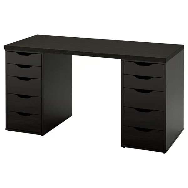 IKEA LAGKAPTEN / ALEX Desk, black-brown, 140x60 cm (55 1/8x23 5/8 ")