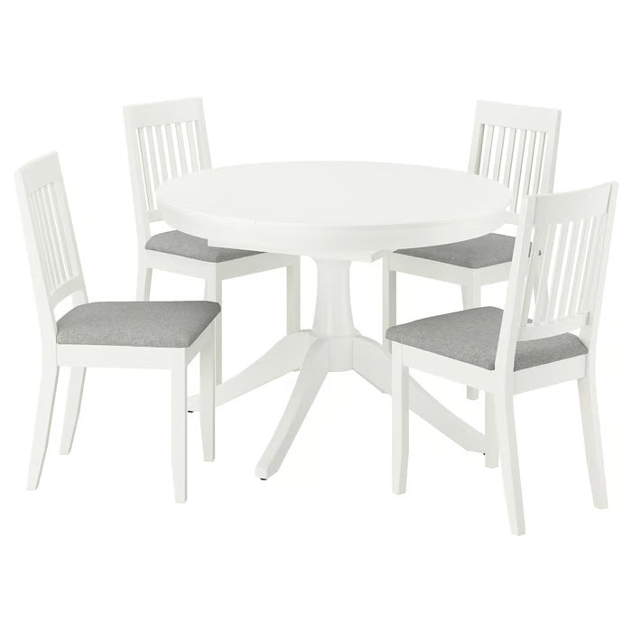 IKEA ROSENTORP / Näsinge Table and 4 chairs, white/Tibbleby beige-grey white, 110/155 cm (43 1/4/61 ")