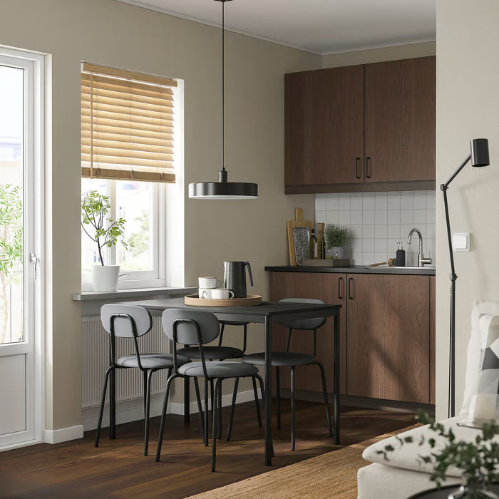 IKEA SANDSBERG Table and 4 chairs, black black/Remmarn anthracite anthracite, 110x67 cm (43 1/4x26 3/8 ")