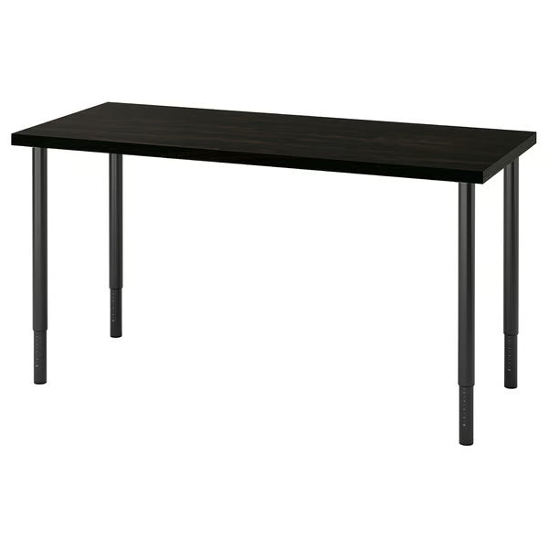 IKEA LAGKAPTEN / OLOV Desk, black-brown/black, 140x60 cm (55 1/8x23 5/8 ")
