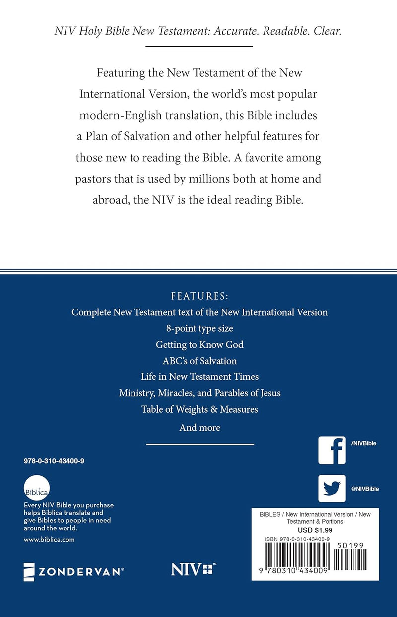 Holy Bible New Testament by Zondervan