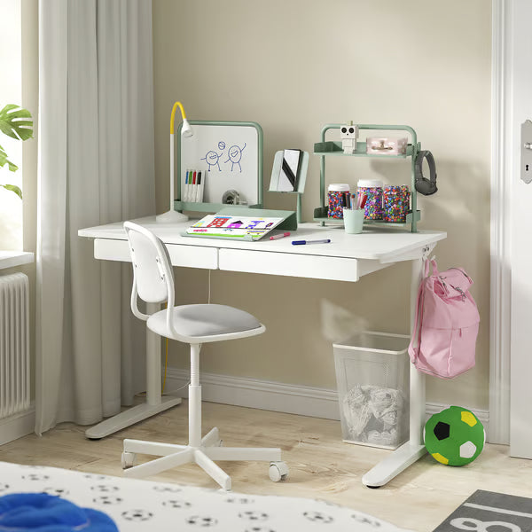IKEA RELATERA Desk combination, white/light grey-green, 117x60 cm (46 1/8x23 5/8 ")
