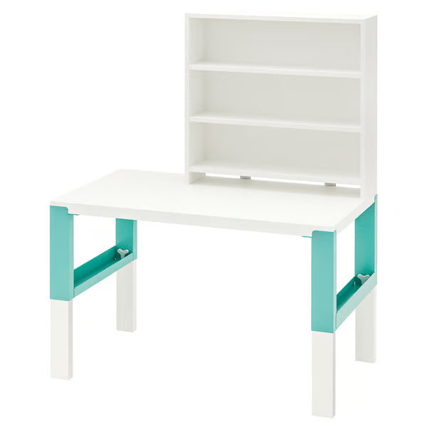 IKEA PAHL Desk with shelf unit, white/turquoise, 96x58 cm (37 3/4x22 7/8 ")