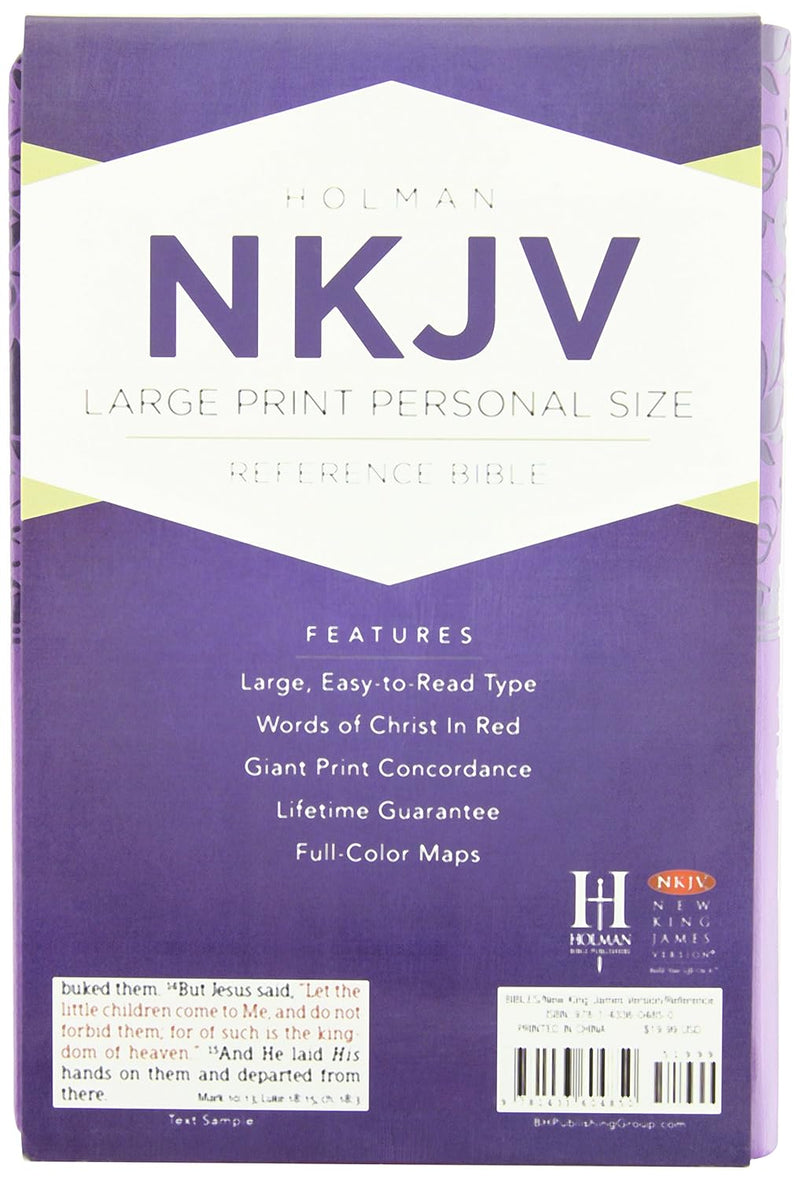 NKJV Large Print Personal Size Reference Bible, Purple Leather Touch by Holman Bible Staff