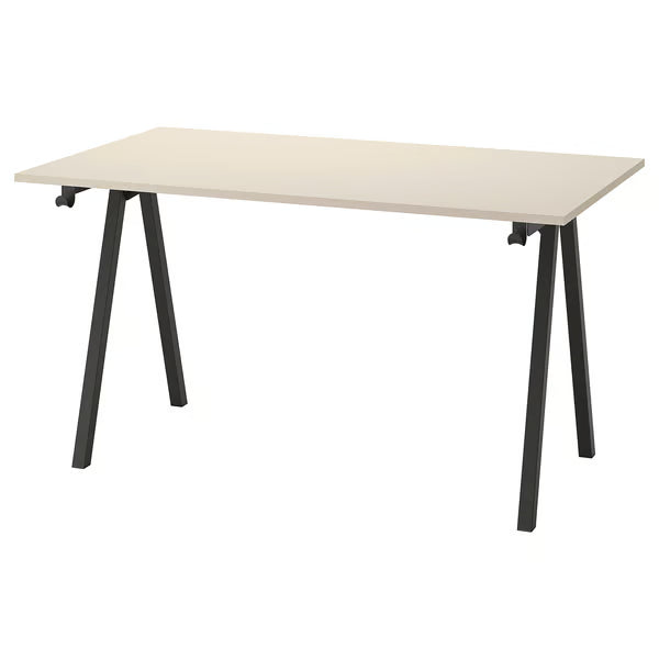 IKEA TROTTEN Desk, beige/anthracite, 140x80 cm (55 1/8x31 1/2 ")