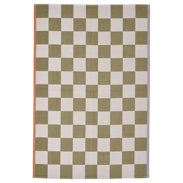 IKEA KLASSRUM Rug, flatwoven, white/green, 133x195 cm (4 ' 4 "x6 ' 5 ")