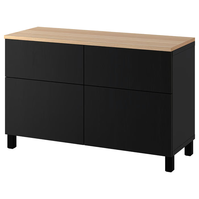 IKEA BESTÅ Storage combination w doors/drawers, black-brown/Lappviken/Stubbarp black-brown, 120x42x76 cm (47 1/4x16 1/2x29 7/8 ")