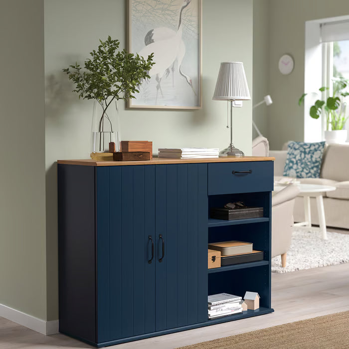 IKEA SKRUVBY Sideboard, black-blue, 120x38x90 cm (47 1/4x14 3/4x35 3/8 ")
