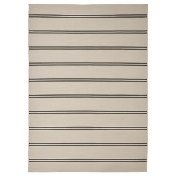 IKEA VIRKLUND Rug flatwoven, in/outdoor, beige/dark grey, 160x230 cm (5 ' 3 "x7 ' 7 ")