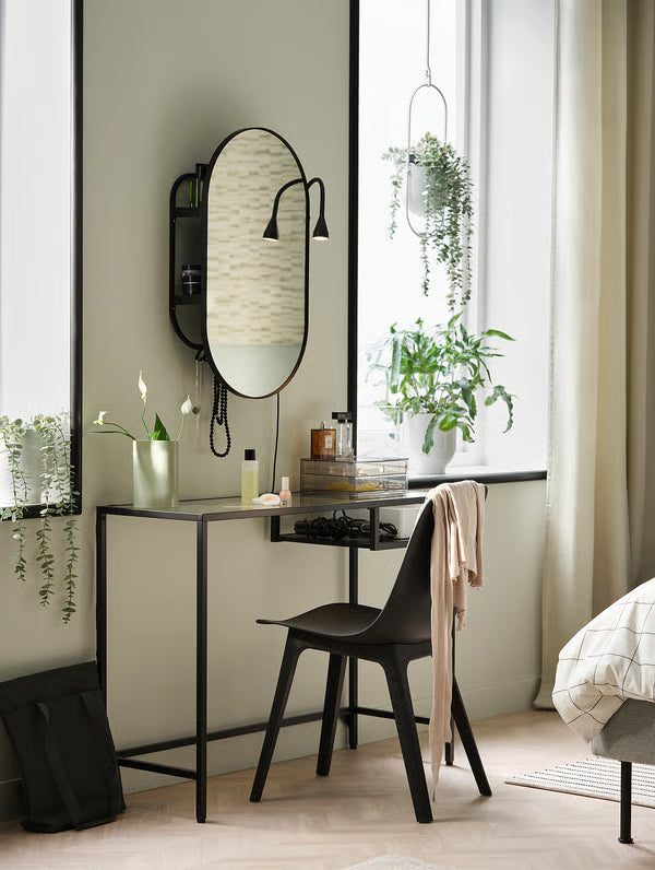 IKEA VITTSJÖ Laptop table, black-brown/glass, 100x36 cm (39 3/8x14 1/8 ")