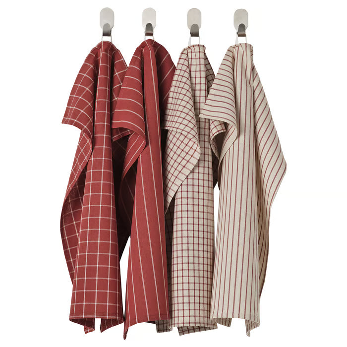 IKEA RINNIG Tea towel, red/beige striped, 45x60 cm (18x24 ")