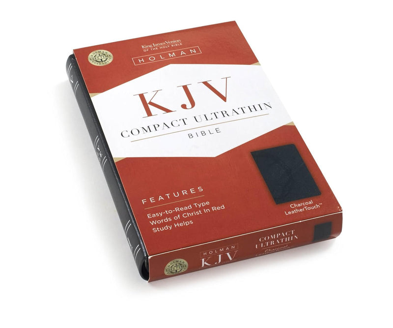 KJV Compact Ultrathin Bible, Charcoal Leather Touch by Holman Bible Staff