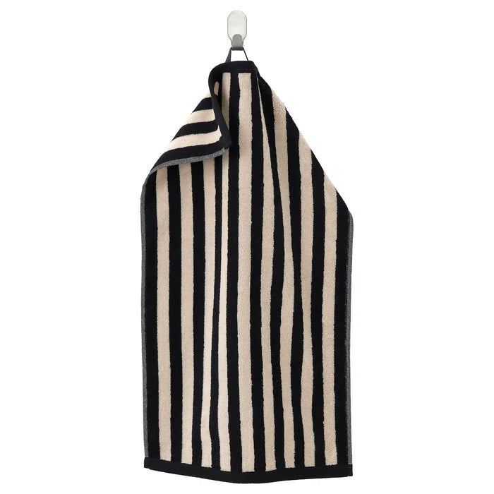 IKEA SLANHOSTMAL Hand towel, black/light beige striped, 40x70 cm (16x28 ")