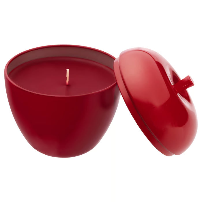 IKEA VINTERFINT Scented candle in metal tin, apple-shaped/Apple and cinnamon red, 24 hr