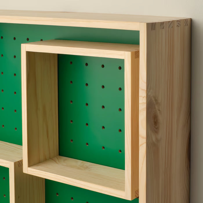 IKEA SKOGSMOSAIK Display shelf, pine/green, 45x45 cm (17 3/4x17 3/4 ")