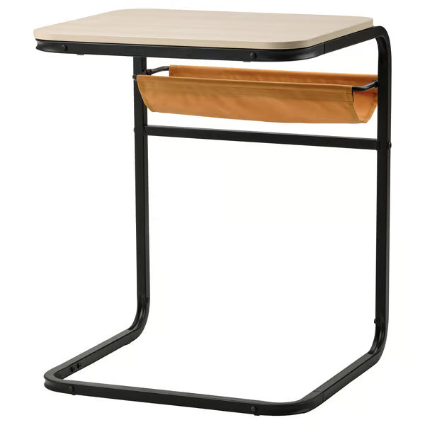 IKEA OLSEROD Side table, anthracite/birch effect dark yellow, 53x50 cm (20 7/8x19 5/8 ")