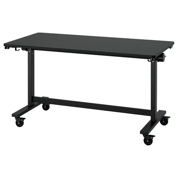 IKEA MITTZON Foldable table with castors, black, 140x70 cm (55 1/8x27 1/2 ")