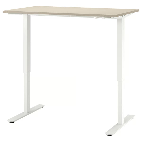 IKEA TROTTEN Desk sit/stand, beige/white, 120x70 cm (47 1/4x27 1/2 ")