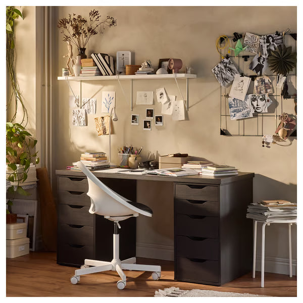 IKEA LAGKAPTEN / ALEX Desk, black-brown, 140x60 cm (55 1/8x23 5/8 ")