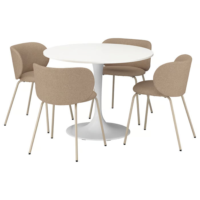 IKEA DOCKSTA / KRYLBO Table and 4 chairs, white white/Tonerud dark beige, 103 cm (40 1/2 ")