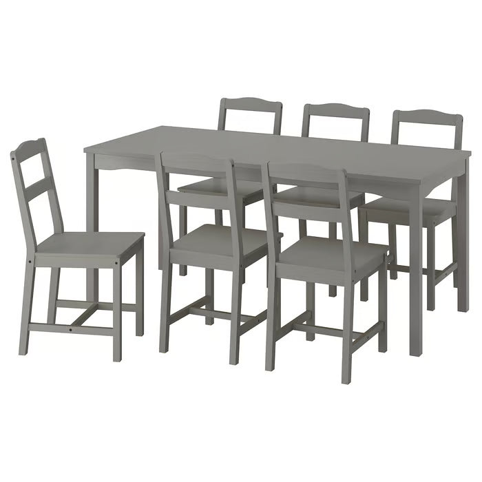IKEA HAUGA / HAUGA Table and 6 chairs, grey/grey, 168x74 cm (66 1/8x29 1/8 ")