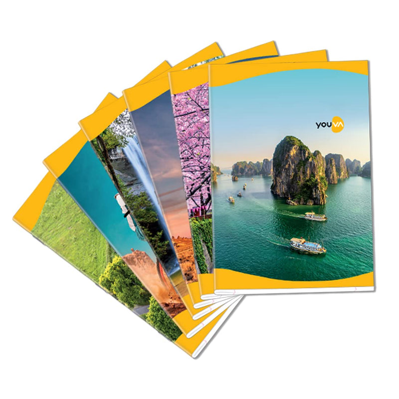 YOUVA Navneet Soft Bound Long Book - Unruled, 172 Pages (A4, Pack of 6)