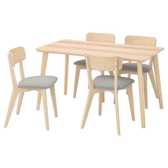 IKEA LISABO / LISABO Table and 4 chairs, ash/Tallmyra white/black, 140x78 cm (55 1/8x30 3/4 ")