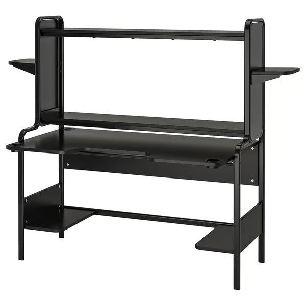 IKEA FREDDE Gaming desk, black, 140/185x74x146 cm (55 1/8/72 7/8x29 1/8x57 1/2 ")