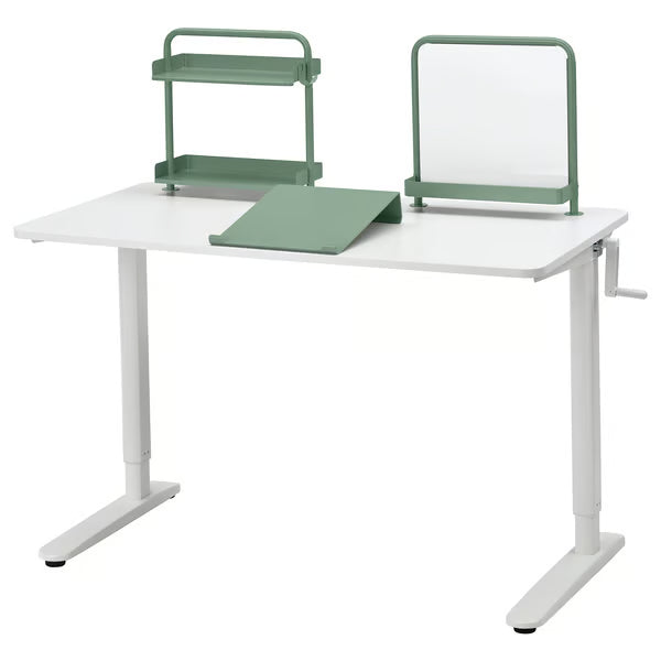 IKEA RELATERA Desk combination sit/stand, white/light grey-green, 117x60 cm (46 1/8x23 5/8 ")