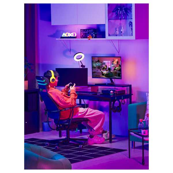 IKEA UTVISNING Gaming desk with shelf, black, 120x60 cm (47 1/4x23 5/8 ")