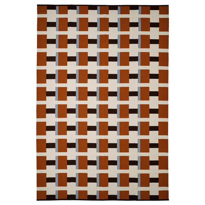 IKEA STOCKHOLM 2025 Rug, flatwoven, white/brown/light blue handwoven, 240x350 cm (7 ' 10 "x11 ' 6 ")