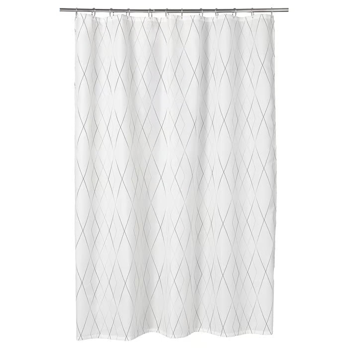 IKEA BASTSJÖN Shower curtain, white/grey/beige, 180x200 cm (71x79 ")