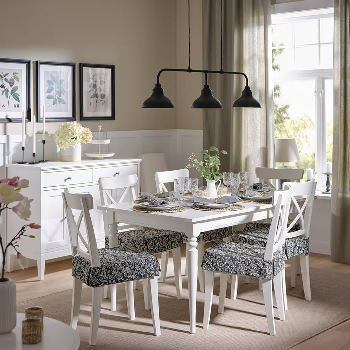 IKEA DVÄRGDUNÖRT Chair pad, grey/white, 42/35x42x4 cm (17/14x17x1 5/8 ")