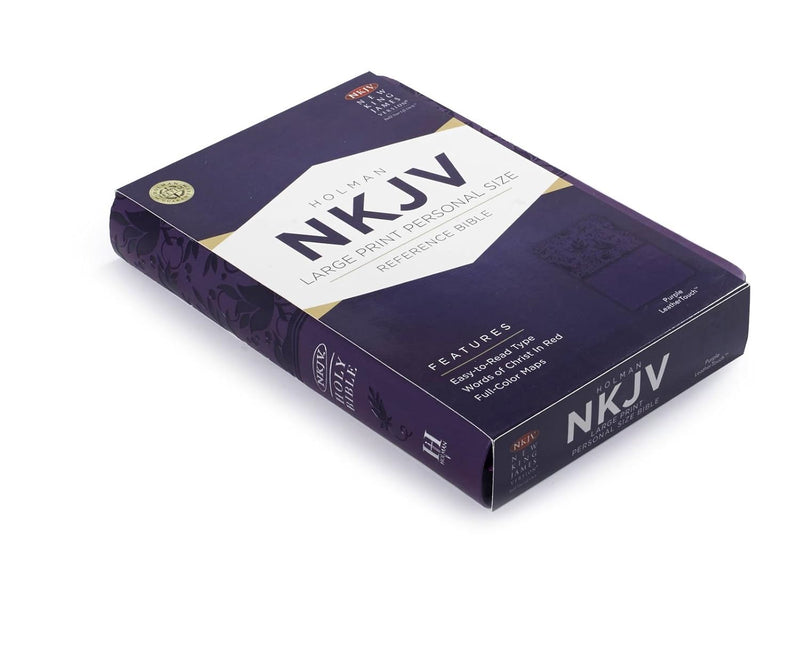 NKJV Large Print Personal Size Reference Bible, Purple Leather Touch by Holman Bible Staff