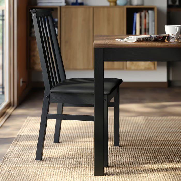 IKEA ÅLHULT / ÅLHULT Table and 6 chairs, black/brown/Bomstad black black, 170x80 cm (66 7/8x31 1/2 ")