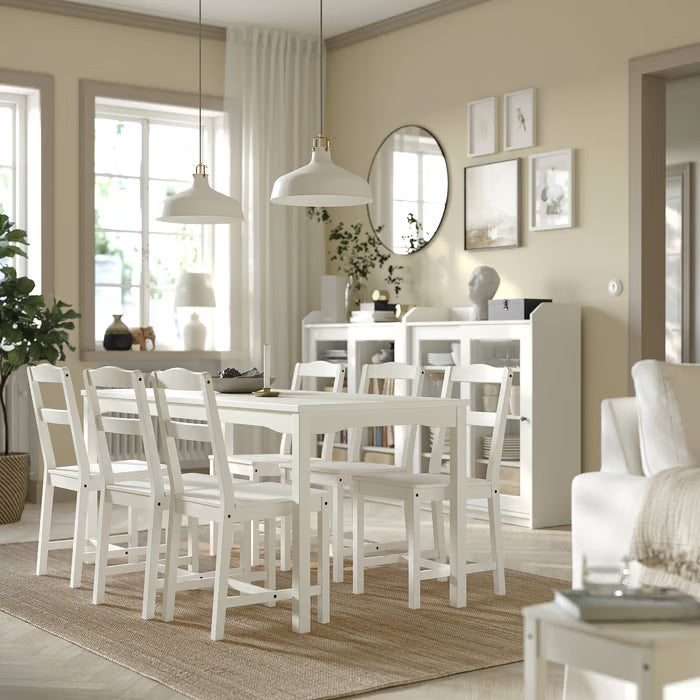 IKEA HAUGA Table, white/birch veneer, 168x74 cm (66 1/8x29 1/8 ")