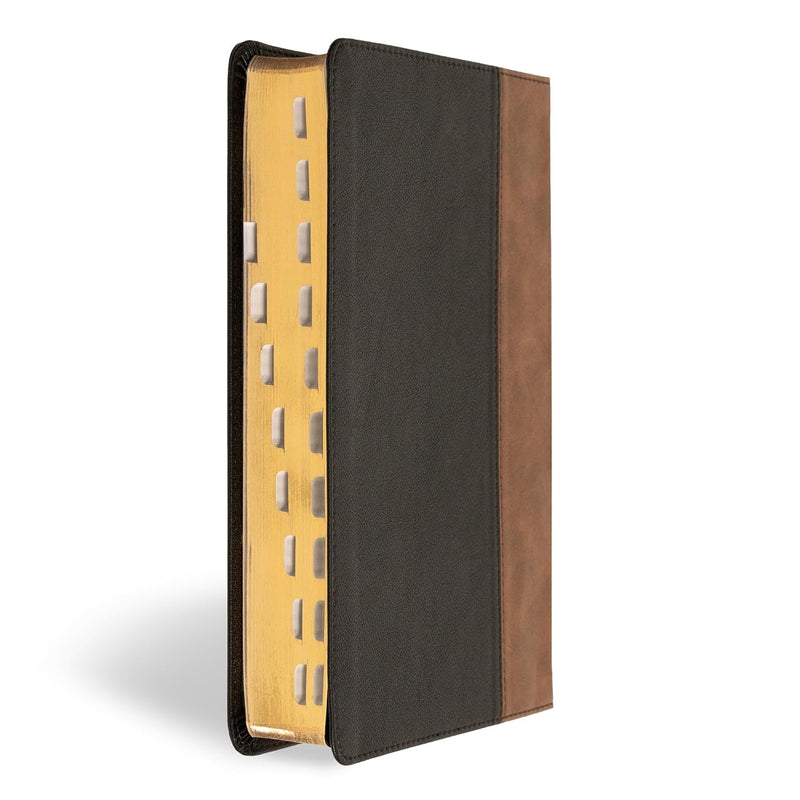 Personal Size Giant Print Bible, Black/Brown LeatherTouch, Indexed by Holman Bible Publishers